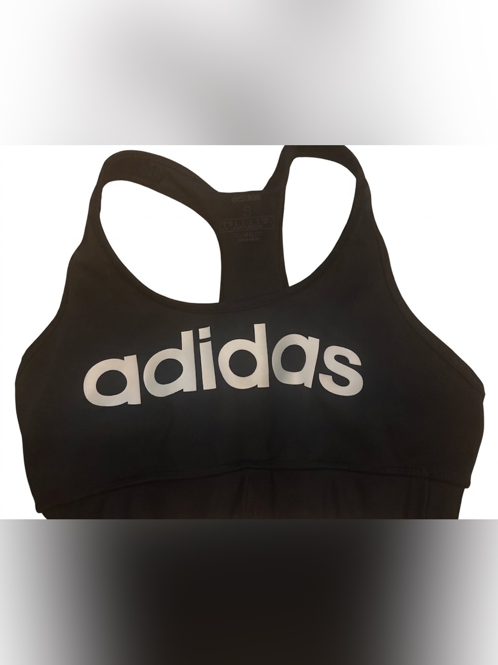 adidas Climalite Black Graphic Logo Racerback Sports Bra - Size S